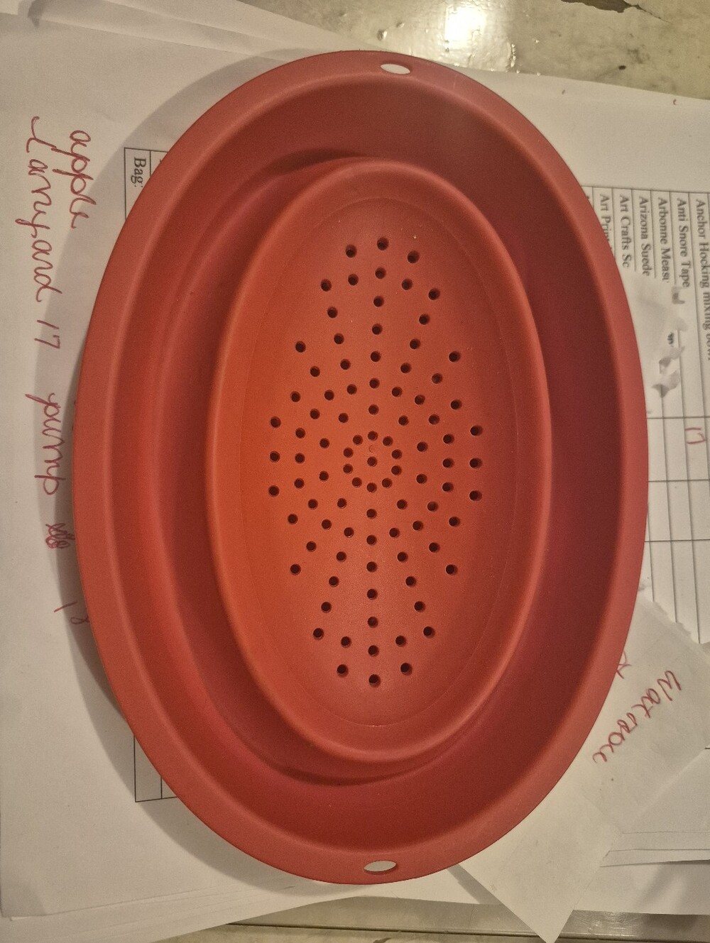 Collapsible Silicone Colander Strainer - Red